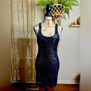 TOPSHOP green/blue Sequin Mini Dress